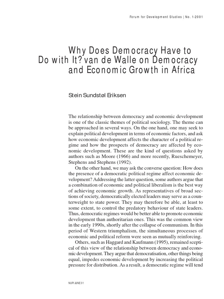 Democracy and Economic Development Eriksen | PDF | Democratization ...