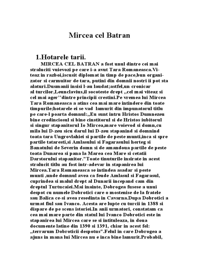 Mircea Cel Batran | PDF