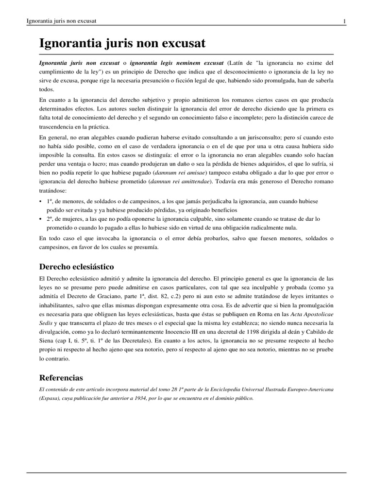 Ignorantia Juris Non Excusat Common Law Legal Concepts