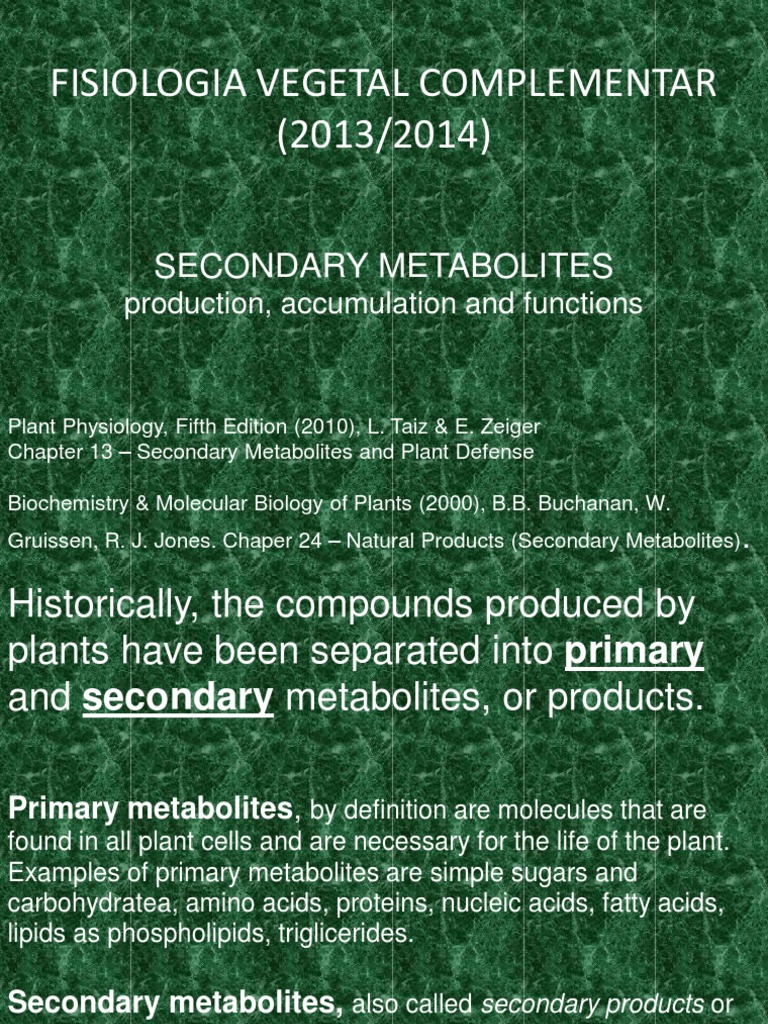 Functions of Plant Secondary Metabolites | PDF | Phenols | Alkaloid