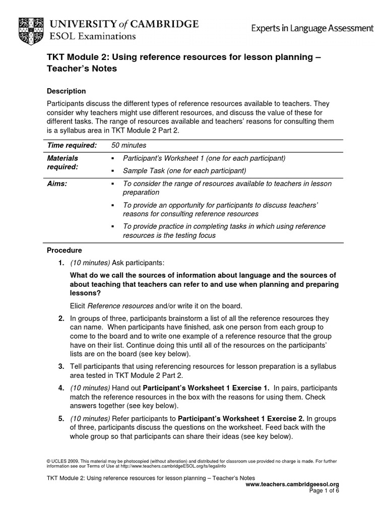 TKT Unit 23 Teacher Notes | PDF | Dictionary | Second Language