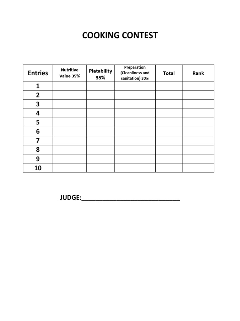 Cooking Contest Entry Guidelines | PDF