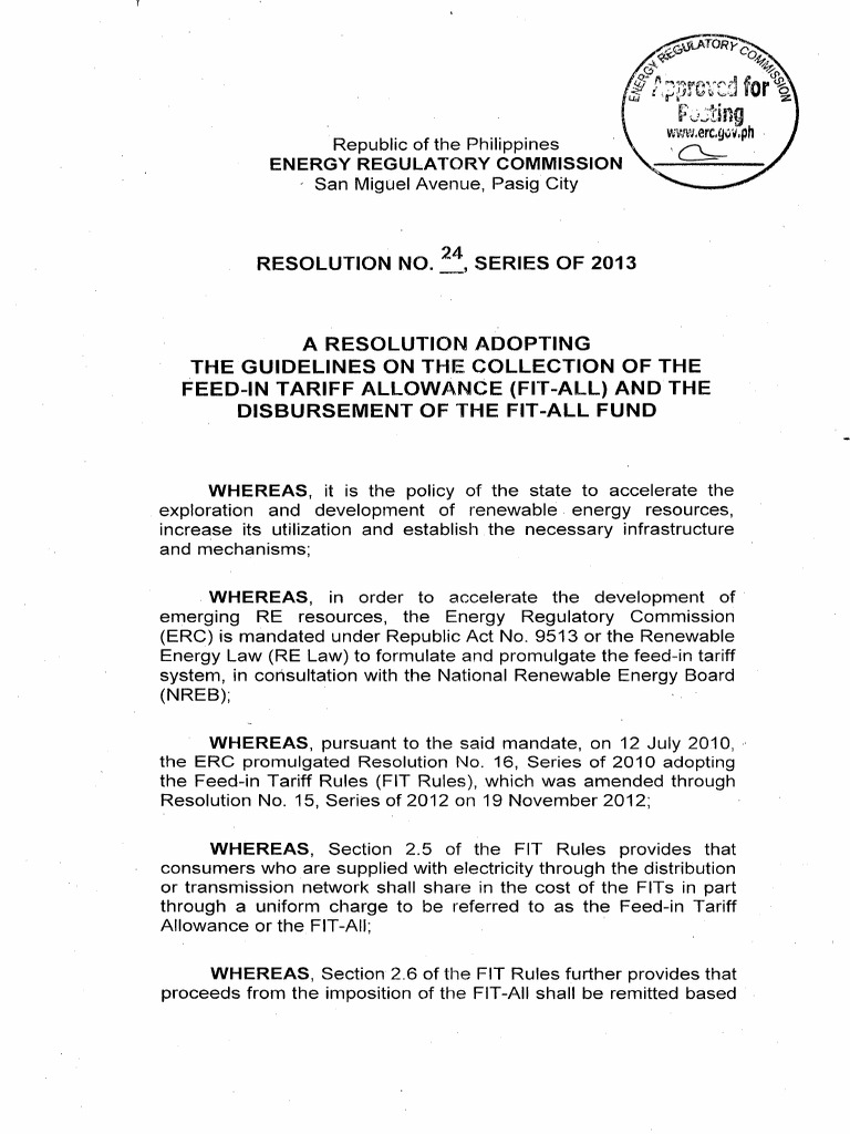 ERC Resolution No.24 Series of 2013 Collection and Disbursement ...