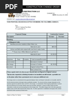 Construction Change Order