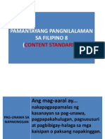 Pamantayang Pangnilalaman Sa Filipino 8 (Solitano)