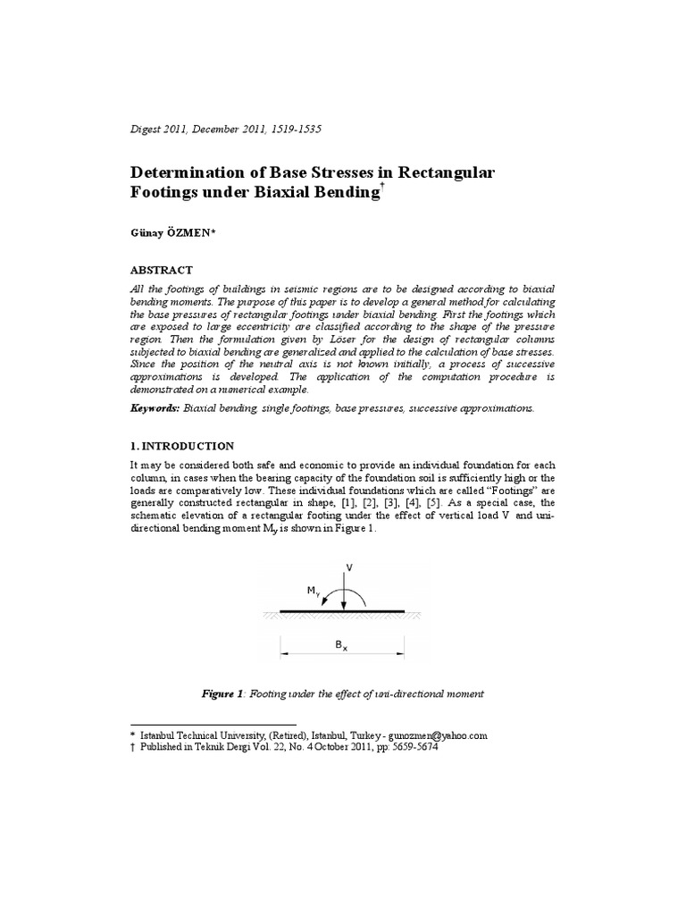 Base Stress Analysis in Footings Bending | PDF | Bending | Cartesian ...