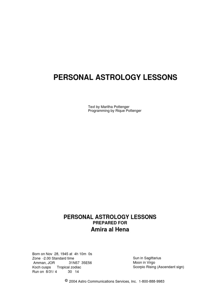 Personalized Astrology Lessons | PDF | Astrological Sign | Planets In ...