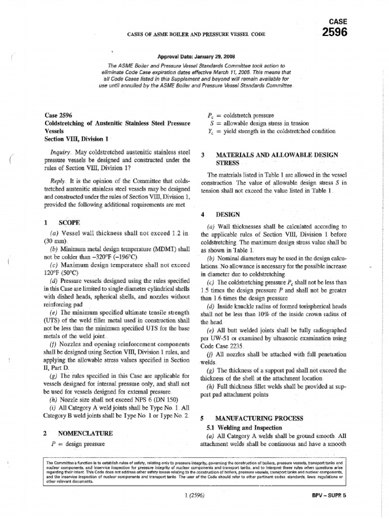 Asme Code Case 2596 For Cold Stretch Test | PDF