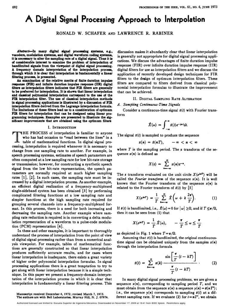 Digital Signal Processing Approach To Interpolation Atere PDF