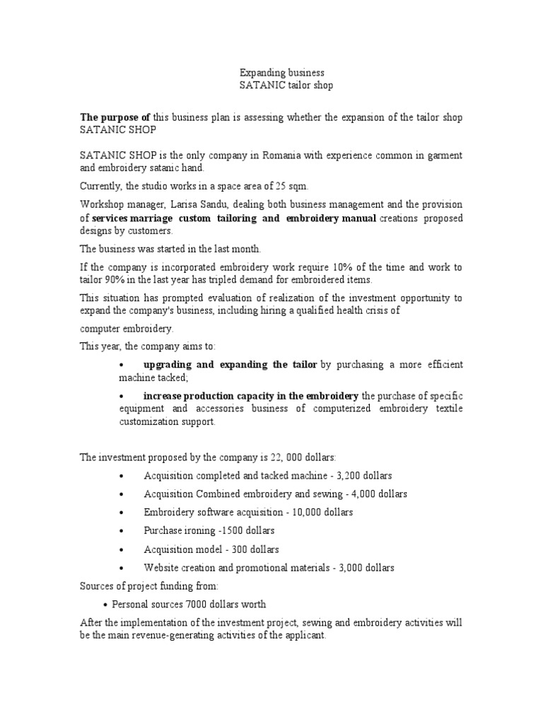 Business Proposal Embroidery Sewing