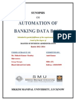 Automation of Banking Data Base: Synopsis