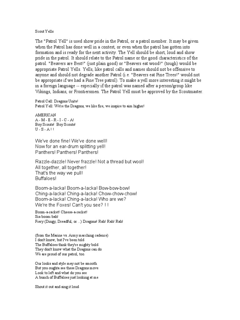 Scout Yells Crafts Textiles