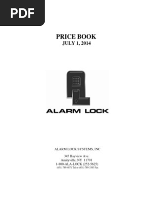 Alarm Lock Price Book 2014