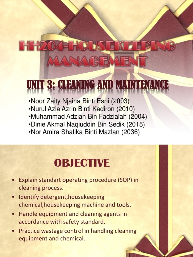 Unit 3: Cleaning and Maintenance | PDF | Housekeeping | Reuse