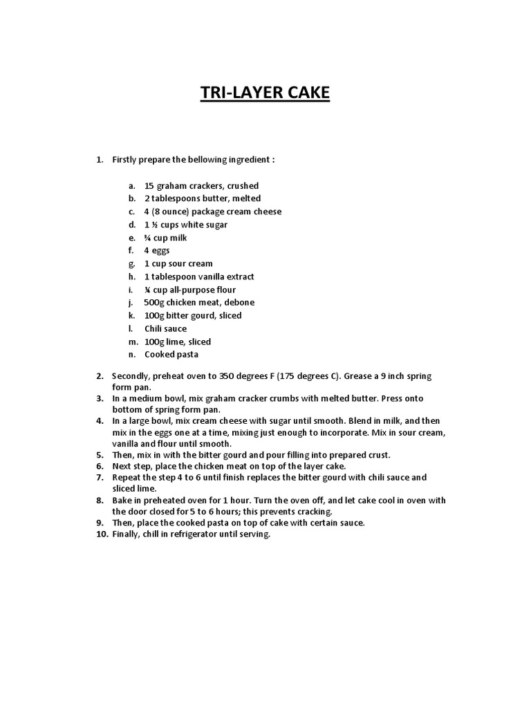 Unique Tri-Layer Cake Recipe | PDF