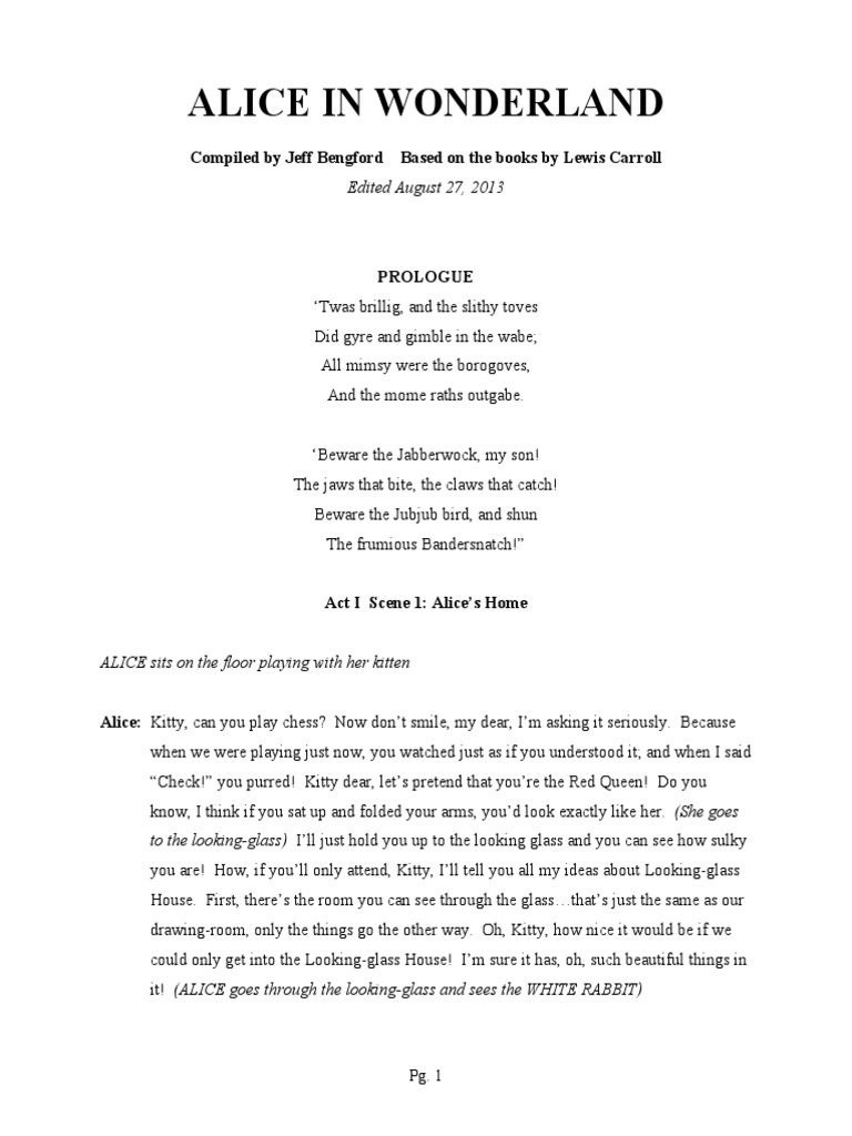 Alice in Wonderland Script English Children