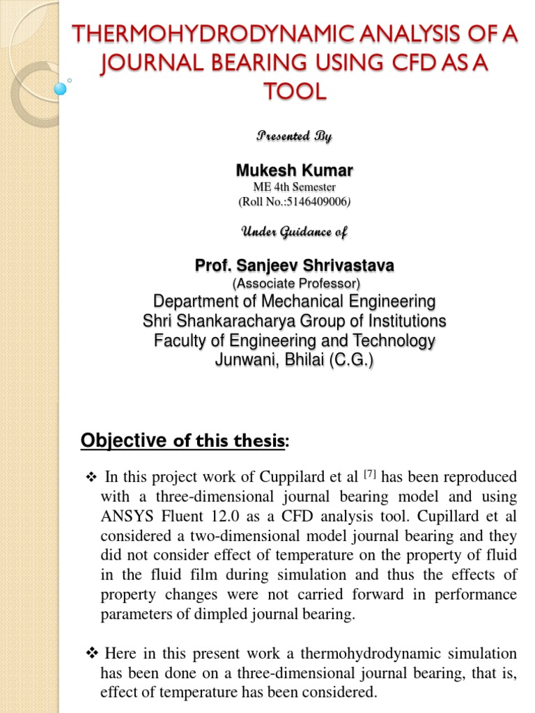 Thermohydrodynamic Journal Bearing CFD Analysis | PDF | Bearing ...