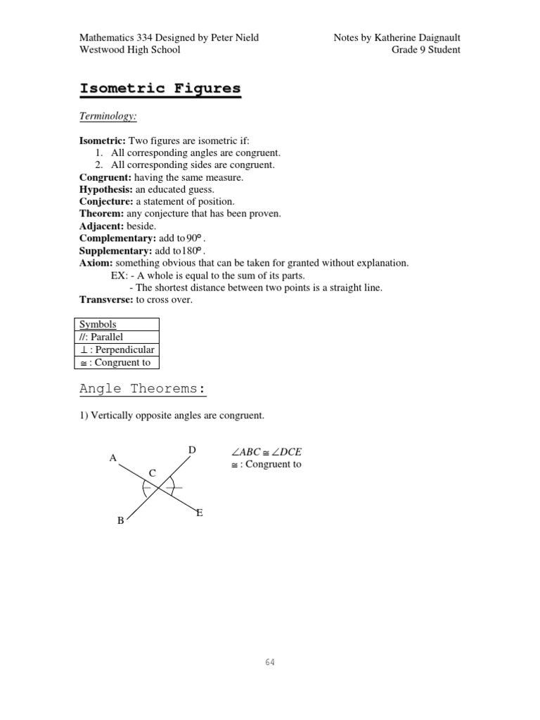 Isometric Figures and Angle Theorems | PDF | Triangle | Space