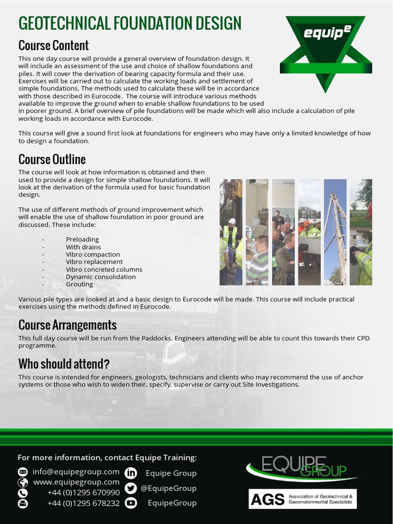 Geotechnical Foundation Design Course | PDF