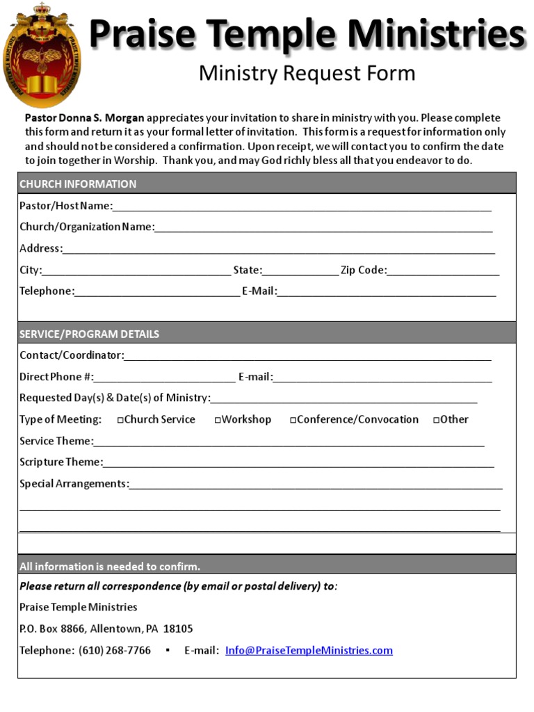 Ministry Contract Form PDF