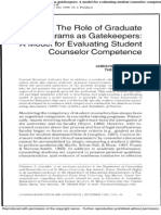 The Role of Graduate Programs As Gatekeepers A Model For Evaluating Student Counselor Competence
