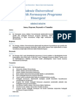 Akdeniz Üniversitesi Pedagojik Formasyon Programı Yönergesi: Birinci Bölüm