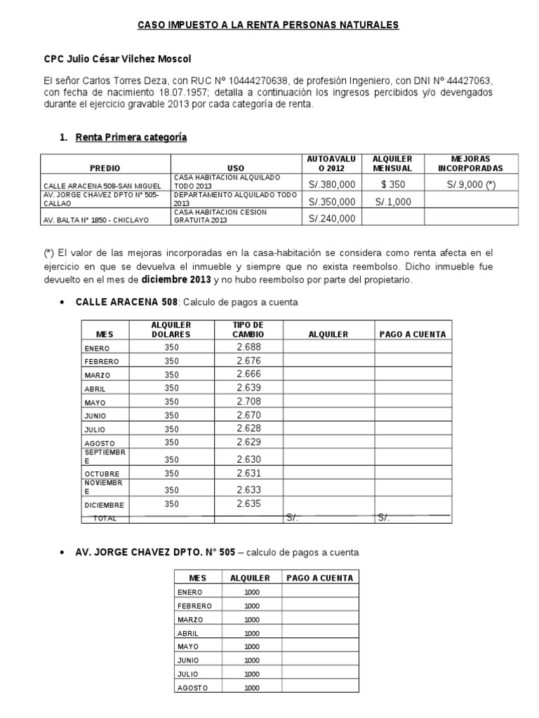 Ejemplo de Impuesto a la Renta 2013 | PDF | Impuesto sobre la renta ...