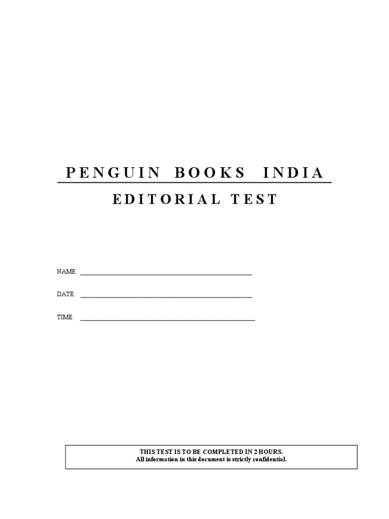 Penguin Books India: Editorial Test | PDF | Leisure