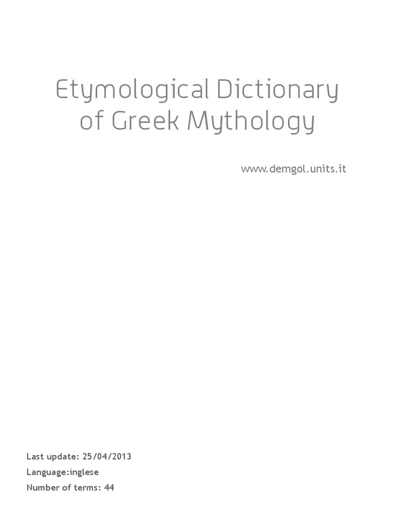 Etymological Dictionary of Greek Mythology | PDF | Greek Mythology ...