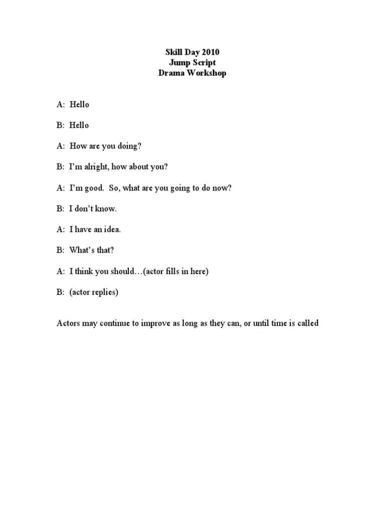 Drama Workshop Jump Script 2010 | PDF