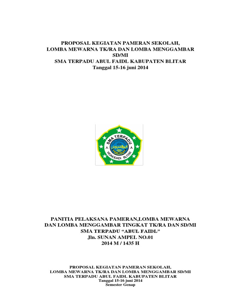 Proposal Kegiatan Pameran Sekolah Proposal Kegiatan Pameran Sekolah