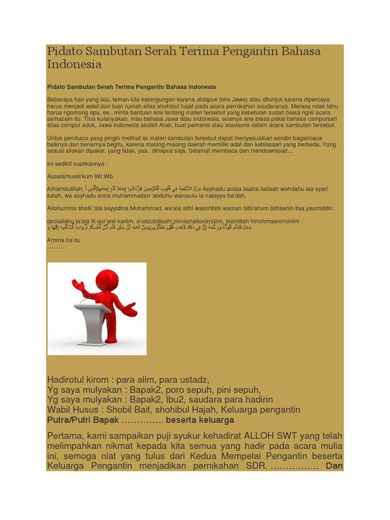 Contoh Kata Sambutan Wakil Mempelai Pria