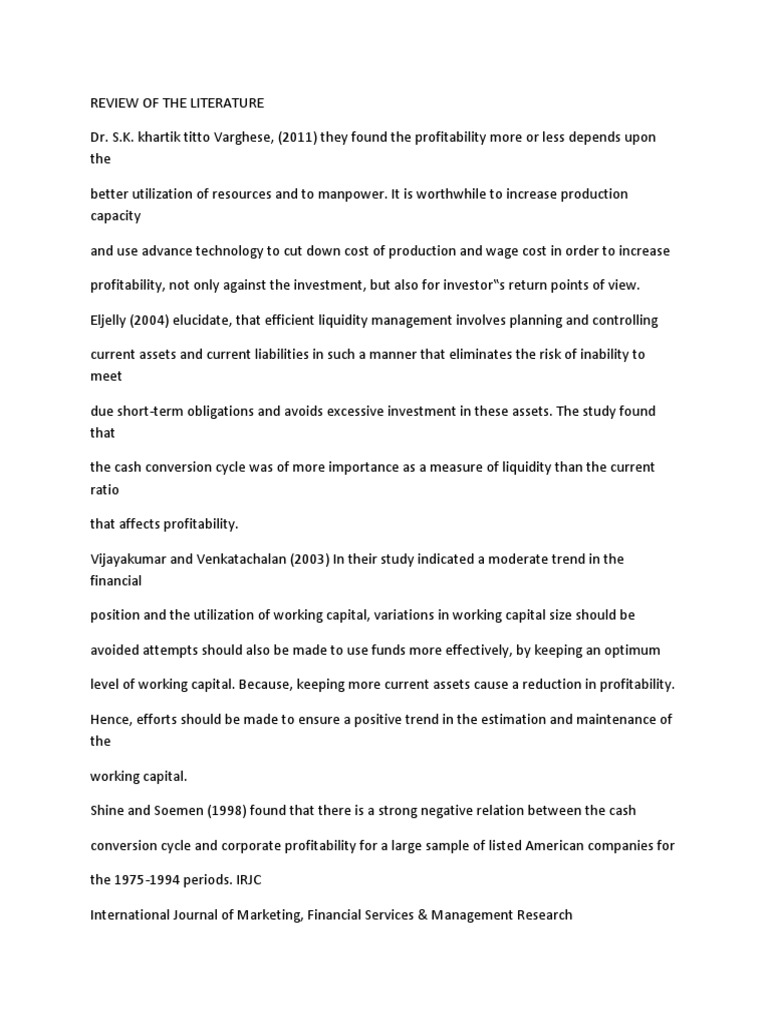 Profitability literature review image