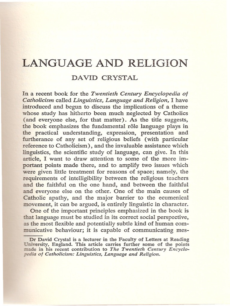 Language's Role in Catholicism | PDF | Linguistics | Catholic Church