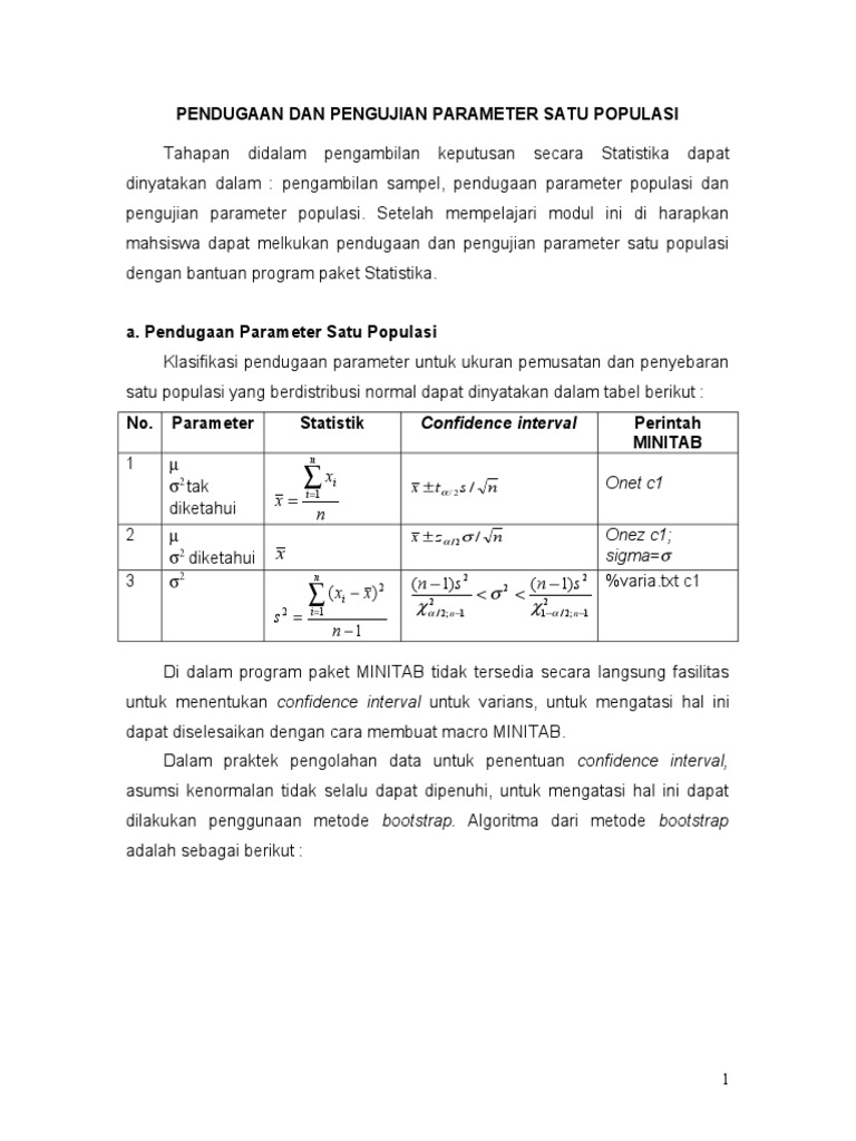 Pendugaan dan Pengujian Parameter Populasi | PDF