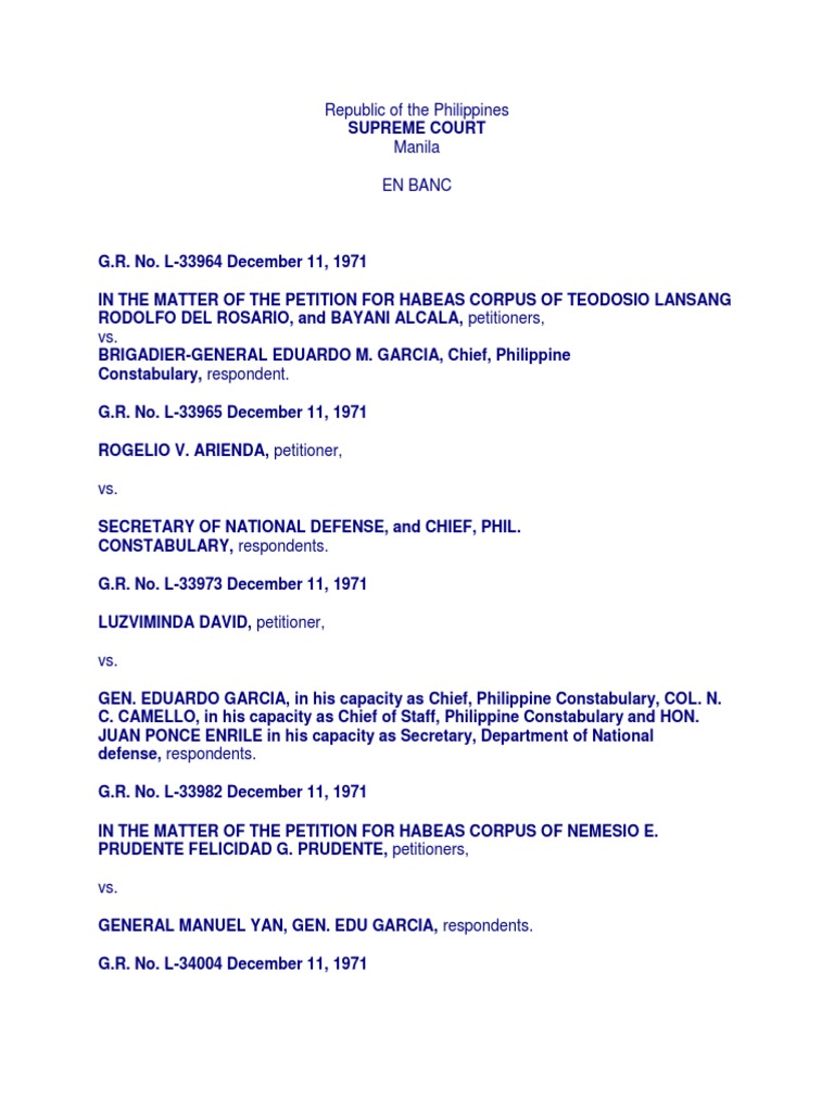 Suspension of The Privelege of Writ of Habeas Corpus PDF Habeas