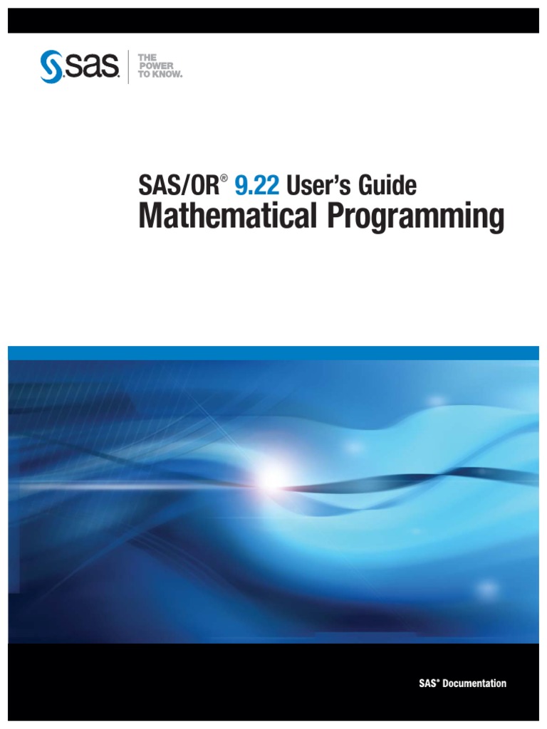 SAS - Mathematical Programming | Linear Programming | Sas (Software)