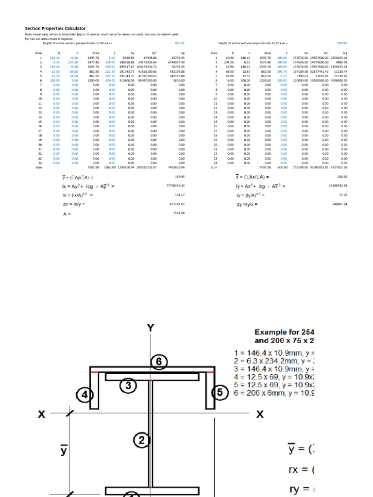 Section Properties Calculation Tool | PDF