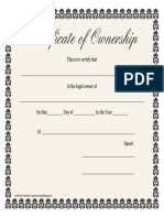 Printable Certificate of Ownership