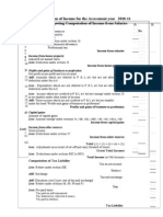 Computation of Income For The Assessment Year 2010-11 Chart Showing Computation of Income From Salaries