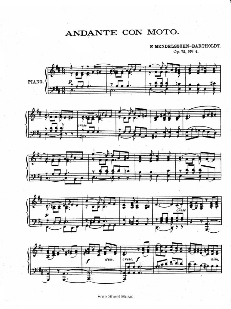 ANDANTE CON MOTO Sheet Music PDF