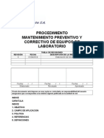 P - LB - 01 - Mantenimiento Preventivo y Correctivo de Equipos de Laboratorio