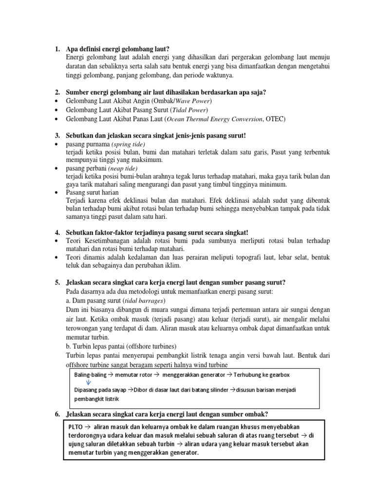 Soal Energi Gelombang Laut