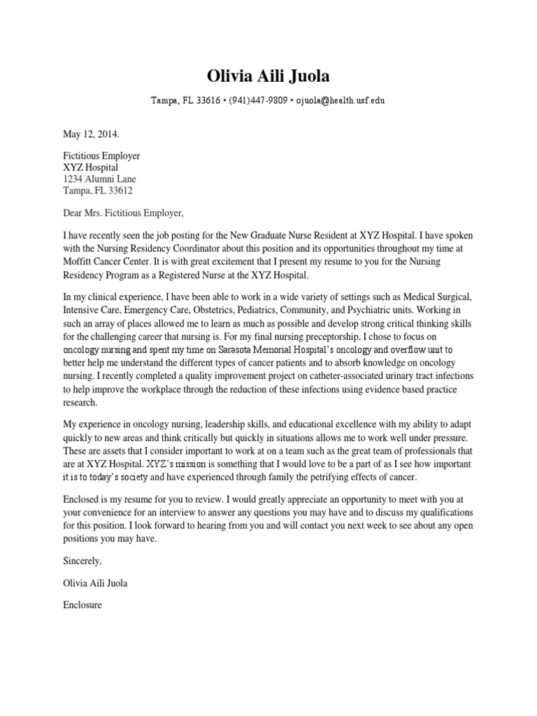 Nursing Cover Letter Portfolio UPDATED PDF