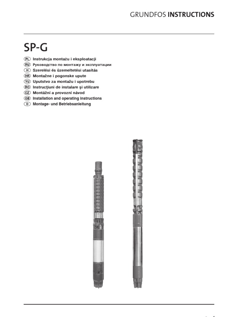Sp G Operational Manual Pump Mains Electricity