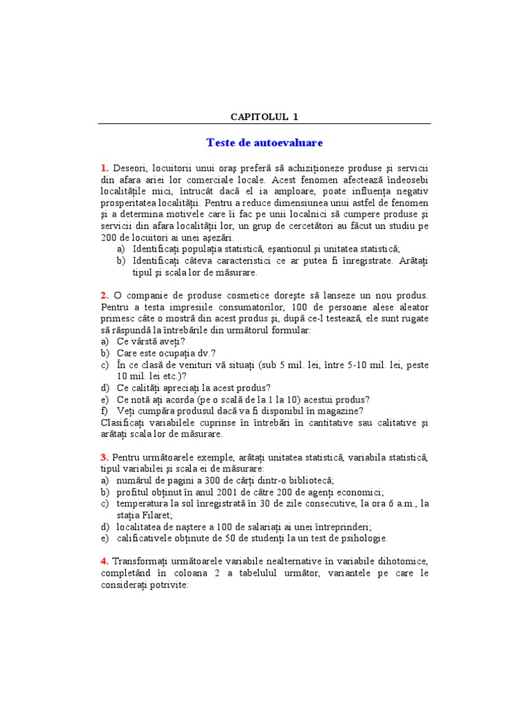 Test Autoevaluare | PDF
