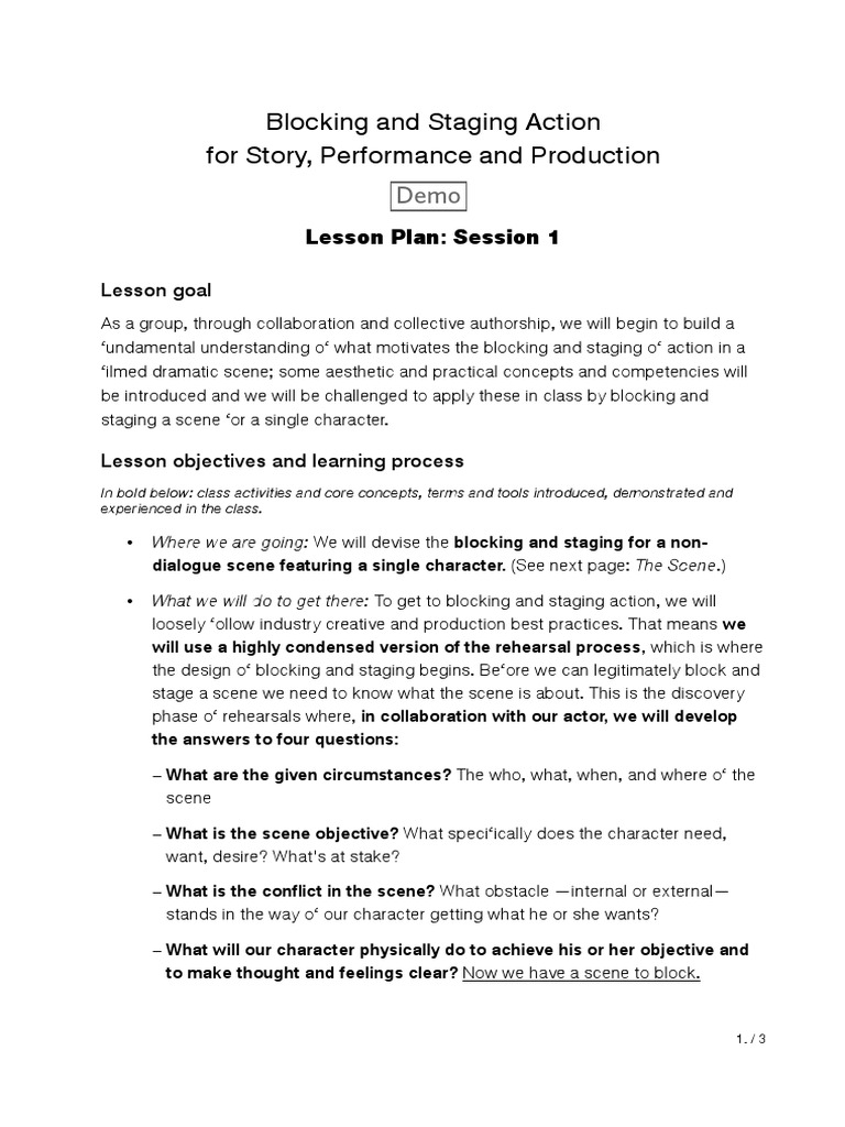 Blocking and Staging for Film Scenes | PDF | Education Theory ...