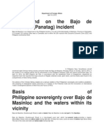 Background On The Bajo de Masinloc (Panatag) Incident: Department of Foreign Affairs