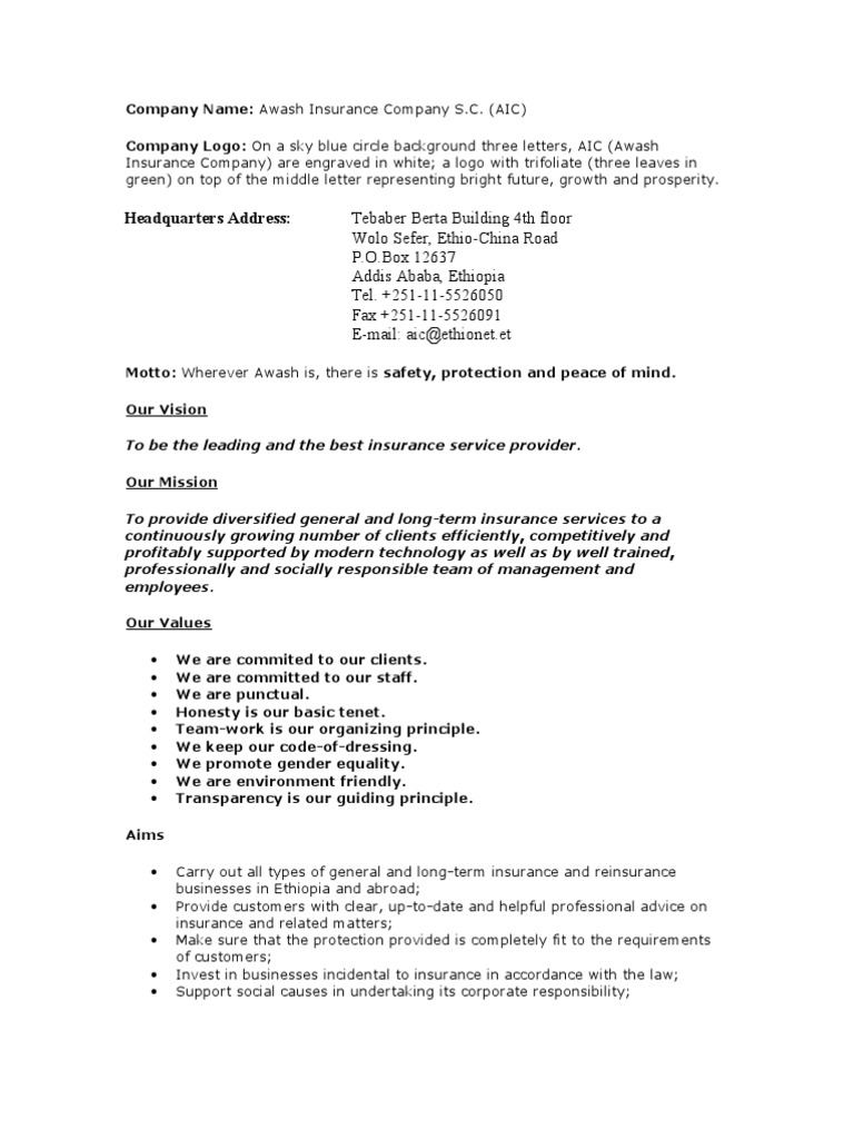 Company Profile | PDF | Insurance | Business