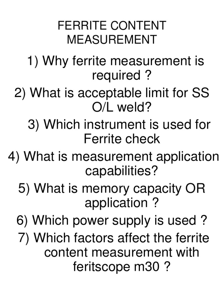 Ferrite Content Measurement PDF Measurement Calibration